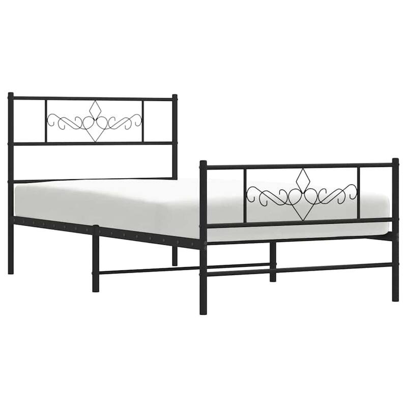 vidaXL 12 Inches Black Twin Metal Bed Frame No Mattress - 77.2" x 41.3" x 35.4"