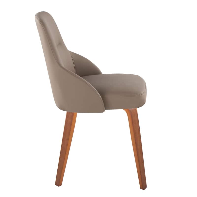 York Upholstered Contemporary Chair in Walnut Wood - Set of 2