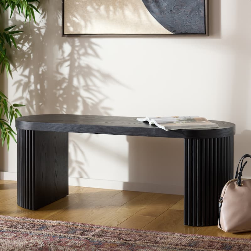 SAFAVIEH Enoki Oval Bench - 47"W x 16"D x 18"H - Black