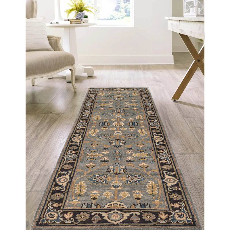 ECARPETGALLERY Hand-knotted Finest Agra Jaipur Teal Wool Rug - 2'6 x 7'9