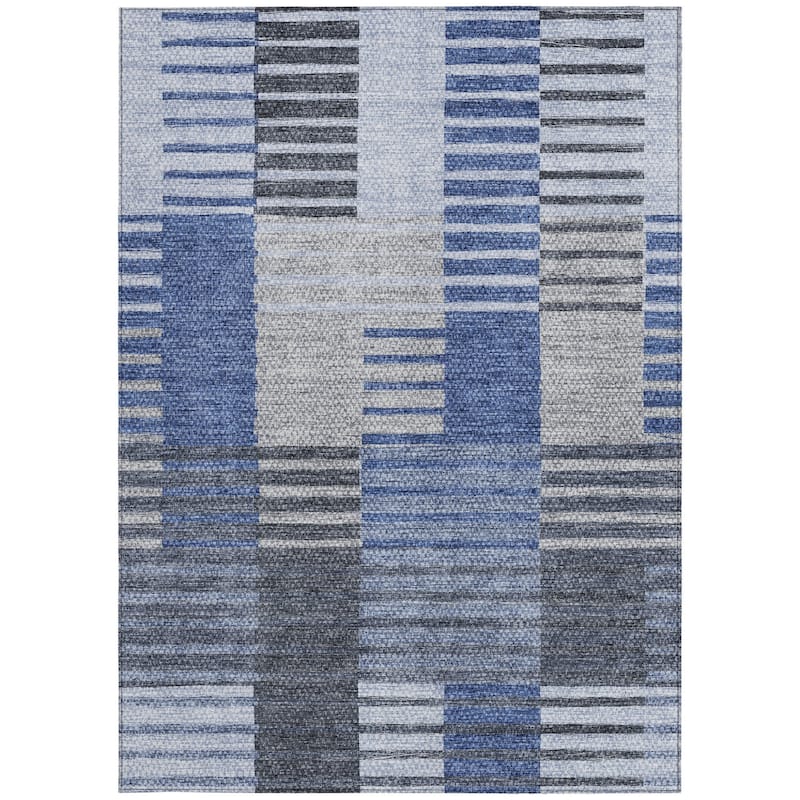 HomeRoots Striped Transitional Rectangle Outdoor Rug