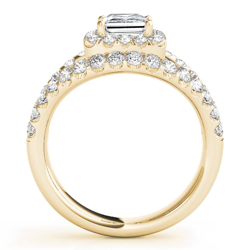 Auriya 14k Yellow Gold Lab Grown Princess Diamond Halo Engagement Ring 0.50 to 5.00 ct. tw. (F-G VS)