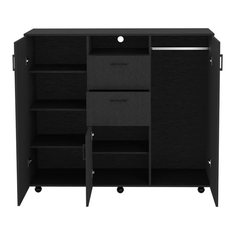 HomeRoots 55" Black Two Drawer Combo Dresser