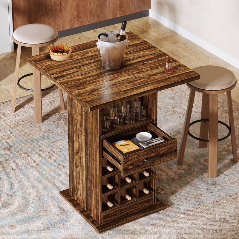 Bar Unit, Bar Cabinet with Storage & Wine Rack, Liquor Console Accent Table, Home Living Room Kitchen