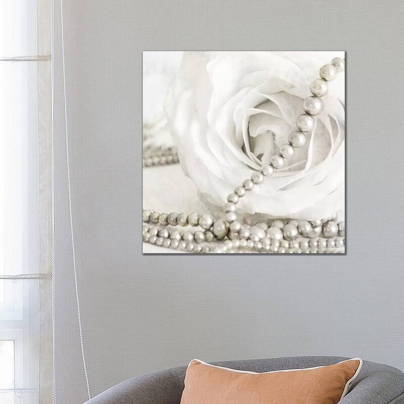 iCanvas "White Rose With Pearls" by Tom Quartermaine Canvas Print - 26x26x1.5