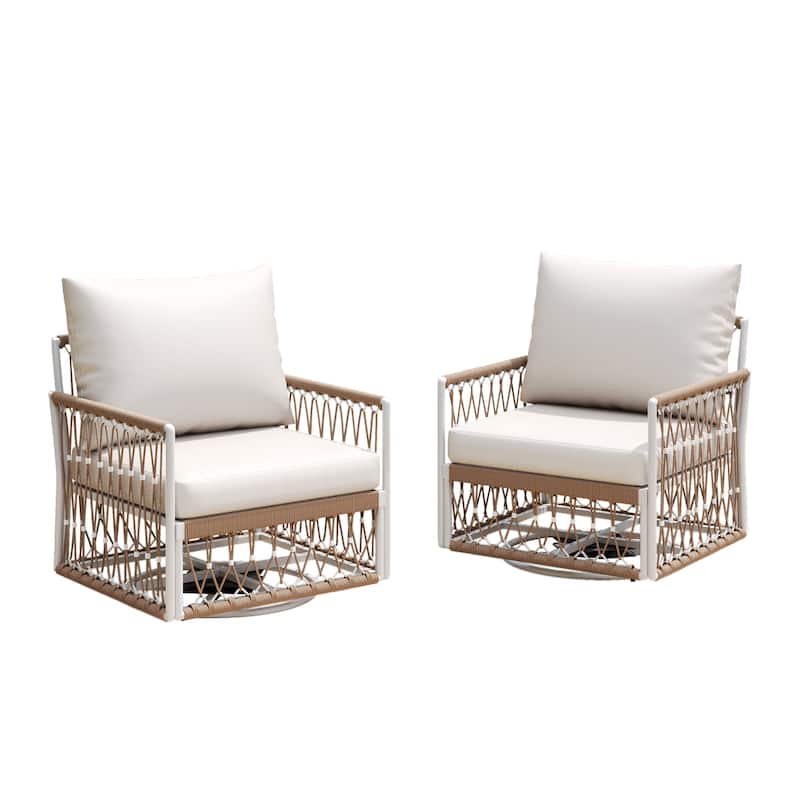 Christopher Knight Home - Amarantha 360° Swivel Bohemian Steel Outdoor Lounge Chair(Set of 2)