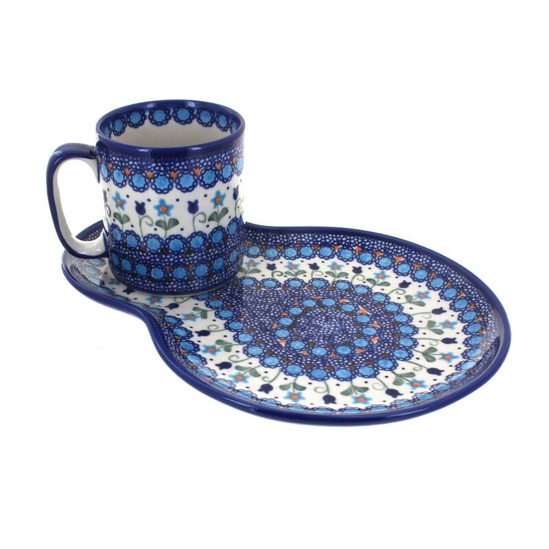 Blue Rose Polish Pottery 209-55 Vena Breakfast Plate & Mug - Savannah