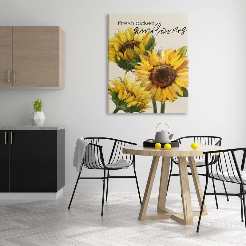 Stupell Fresh Picked Sunflowers Calligraphy Vivid Yellow Blossoms Canvas Wall Art, Design by Conrad Knutsen