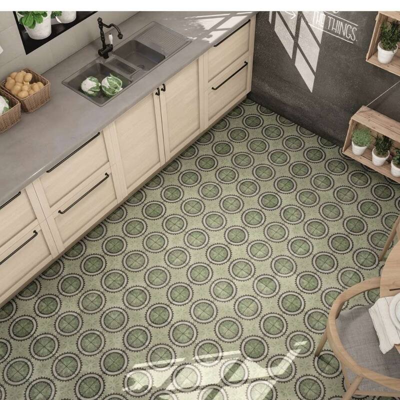 Verity Poppy 8x8 Matte Porcelain Encaustic Tile - Floor, Wall, Backsplash