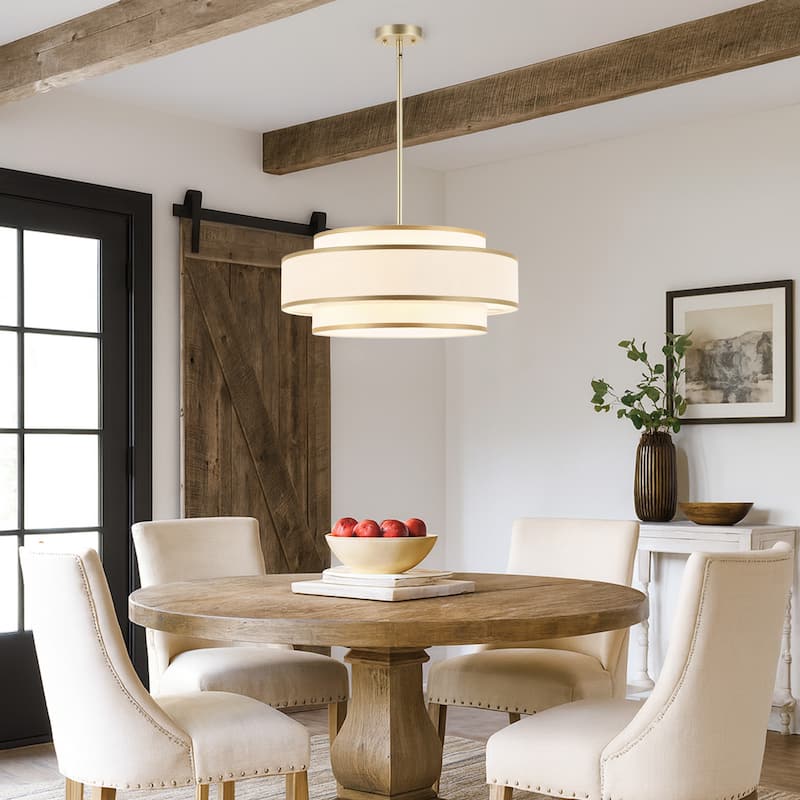 GetLedel 18" Modern 4-Light Double Shaded Drum Chandelier