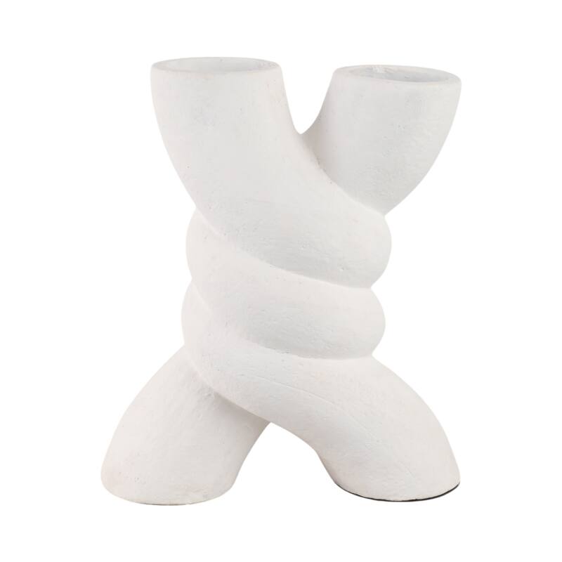 Pottery Twisted Vase with Sculptural Design for Home Decor - 14" White - White - 10" x 7" x 14"