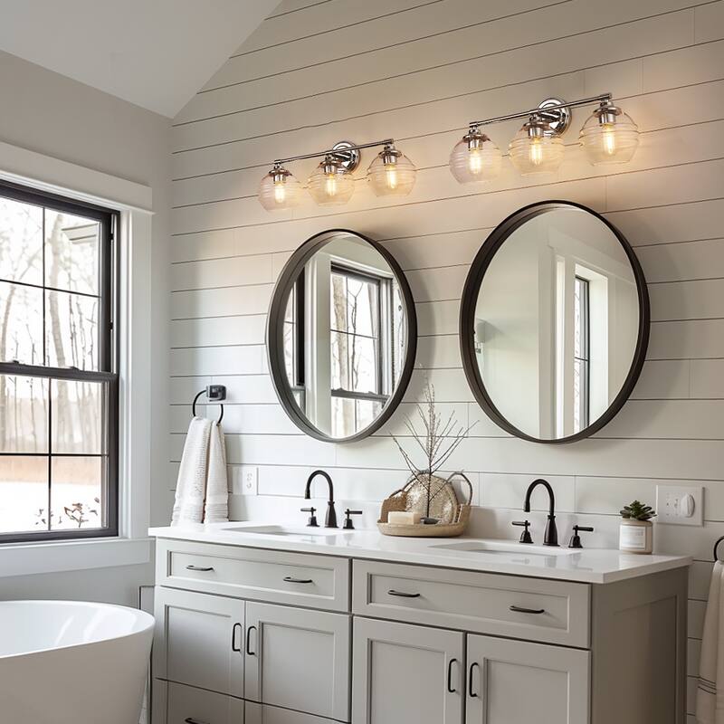 3-Light Brushed Nickel Cylinder Modern Bathroom Vanity Light with Clear Glass Shade,Wall Lamp for Mirror Kitchen Bedroom