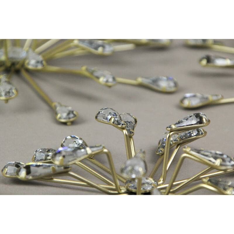 Set Of 6 Gold Finish Crystal Jeweled Rhinestone Starburst Metal Wall