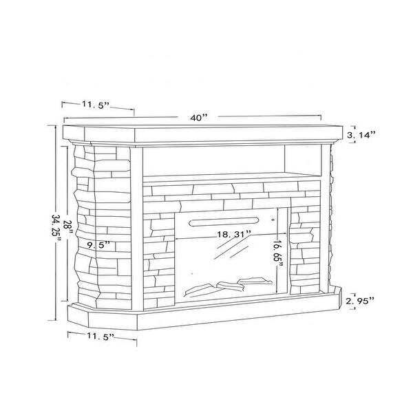 40inch Faux Stone Electric Freestanding Fireplace Mantel Bed Bath