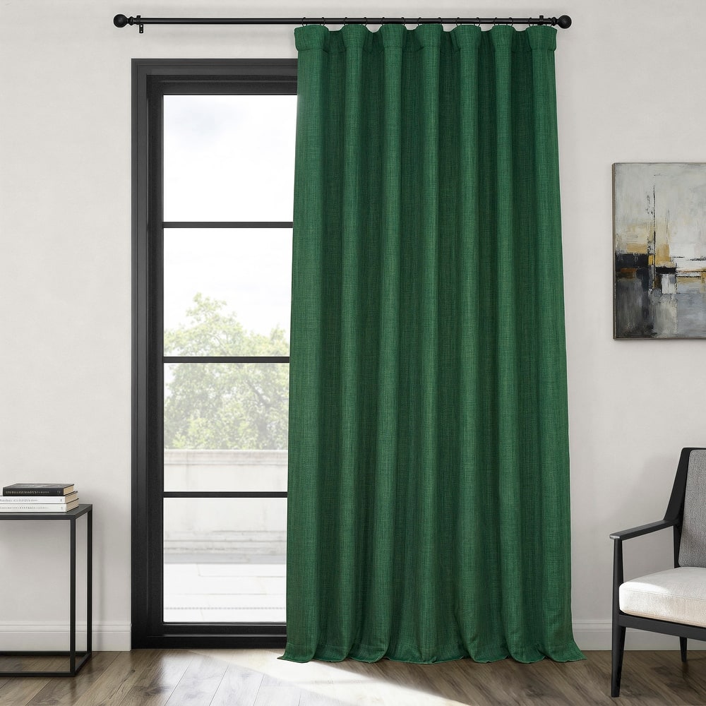 Exclusive Fabrics Textured Faux Linen Extra Wide Room Darkening Curtains for Bedroom & Living Room Curtains (1 Panel)