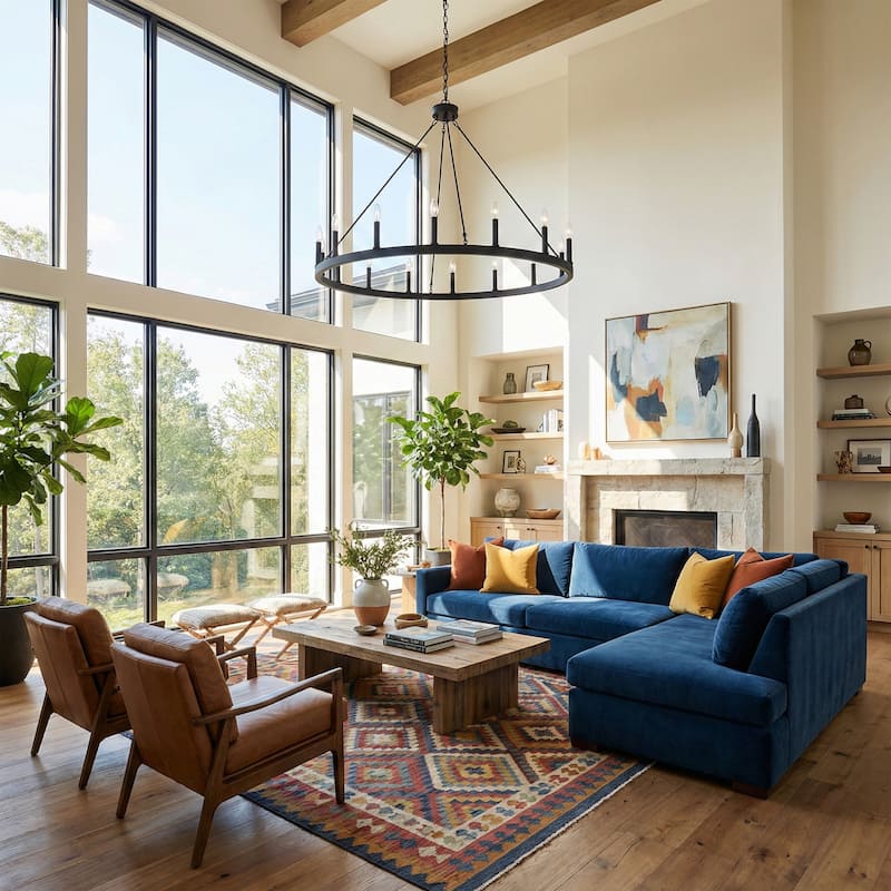 Modern Farmhouse Black Round Wagon Wheel Chandelier