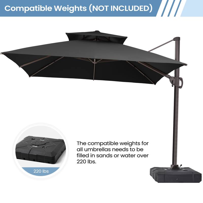 11 x 11 FT Outdoor Patio Cantilever Umbrella with Crank and 360 Degrees Rotation