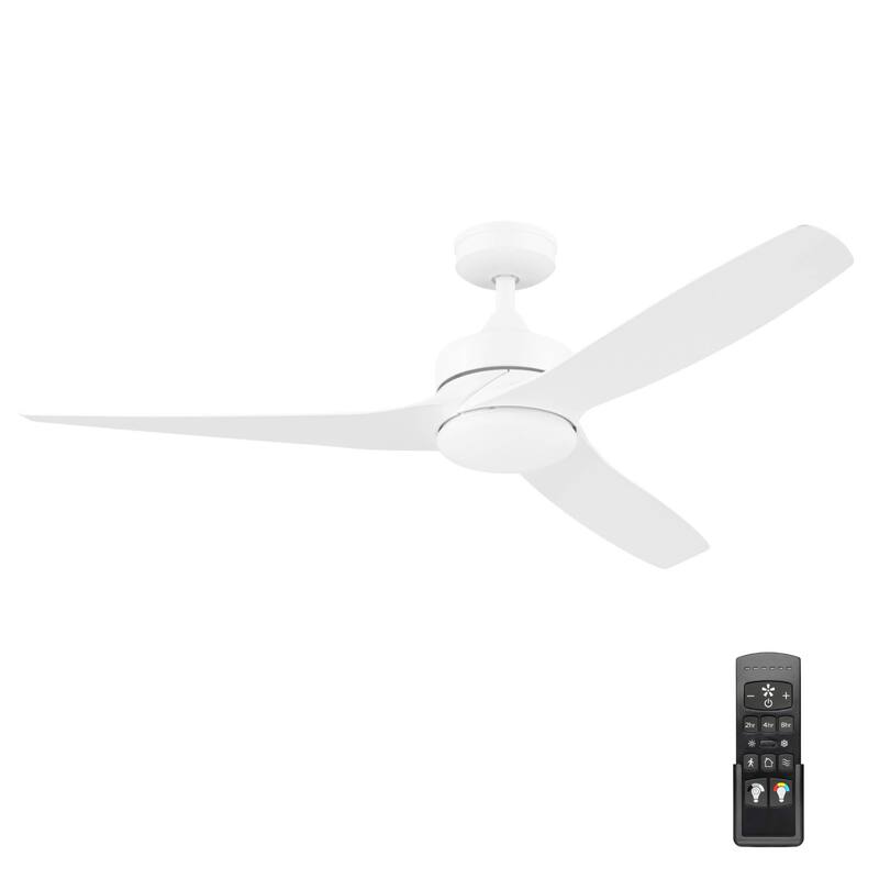 52" Honeywell Lynton White Indoor/Outdoor Damp-Rated Ceiling Fan with LED Light and Remote Control, 6-Speed BLDC Motor