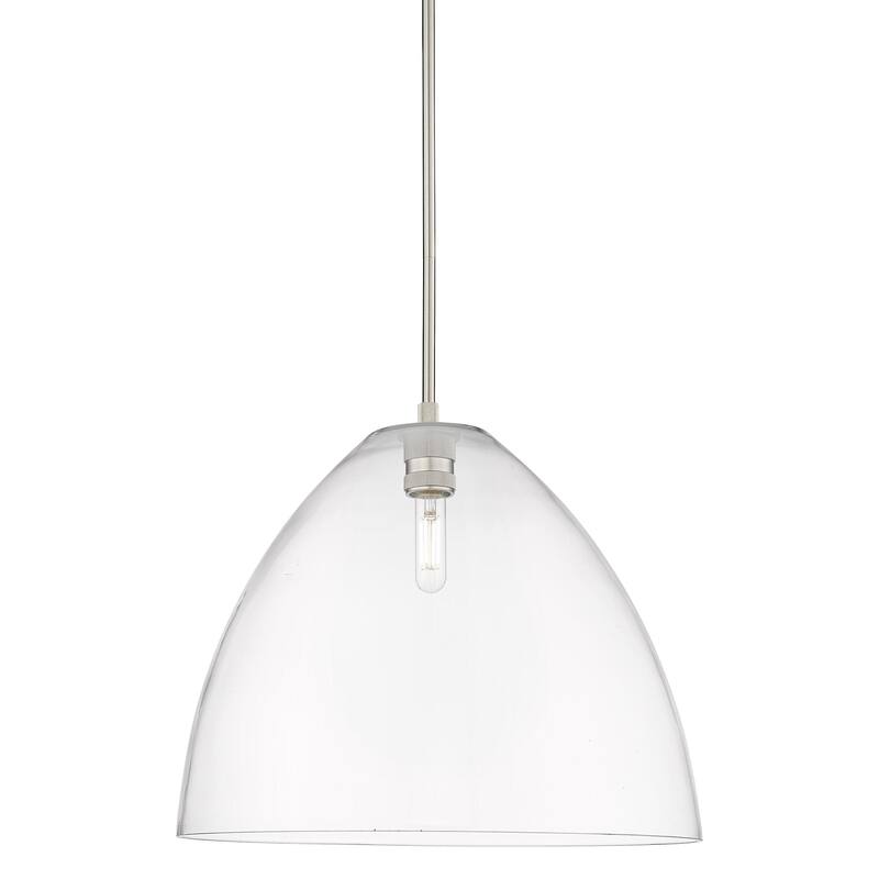 Innovations Lighting 434-1S-15-16 Crown Point Pendant Crown Point 16" - Satin Nickel / Clear