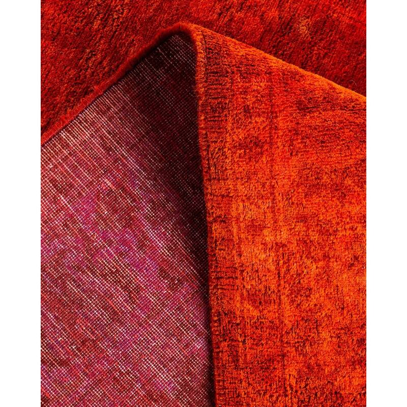 Overton Hand Knotted Wool Vintage Inspired Modern Contemporary Overdyed Orange Area Rug - 3' 1" x 13' 0"
