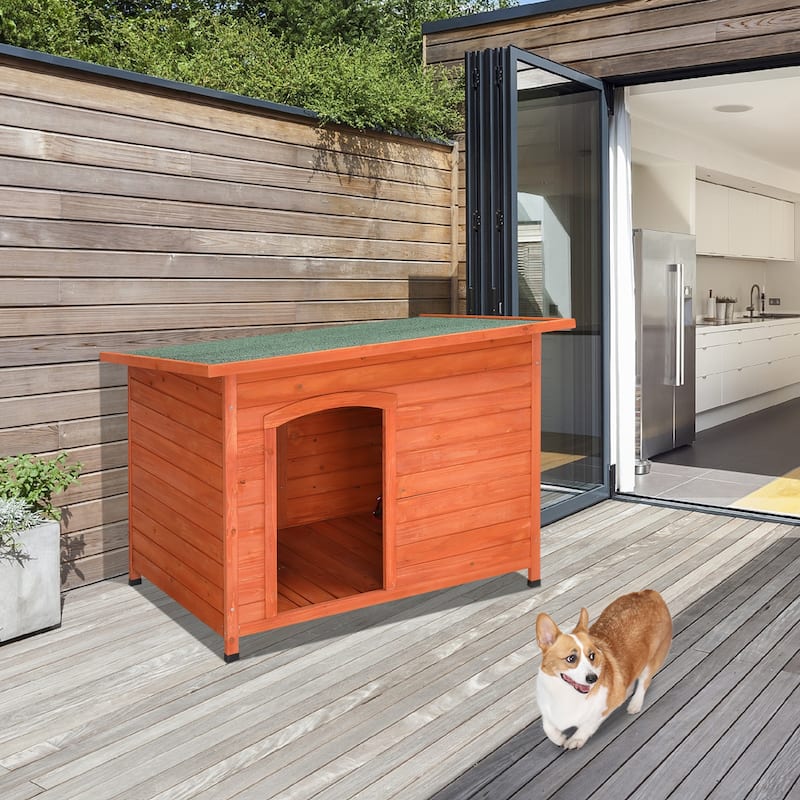 Natural Wood Color Large Size Waterproof Wood Dog House Pet Shelter