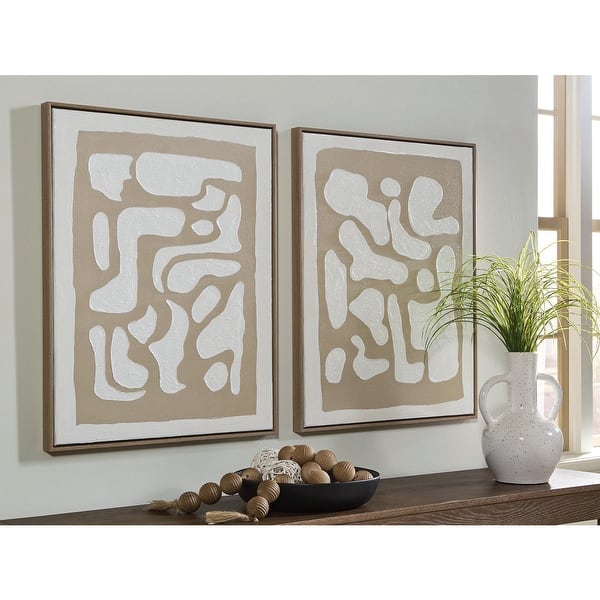 slide 2 of 9, Signature Design by Ashley Waldett Beige/White Wall Art (Set of 2)