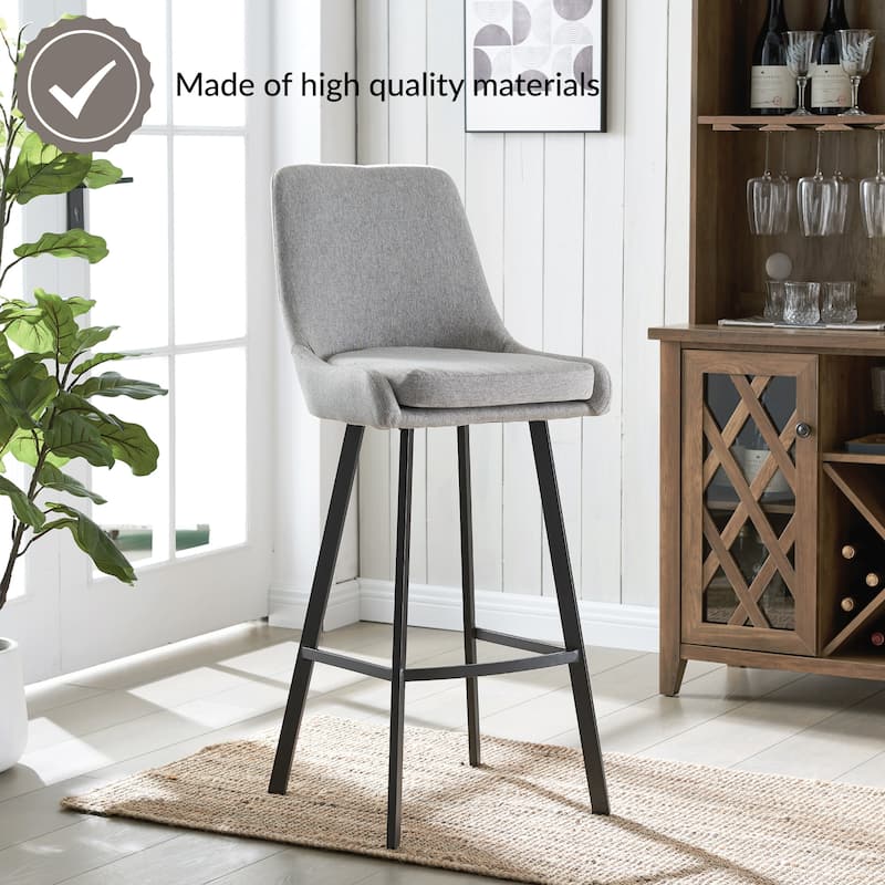 Leick Home Upholstered Back Counter Height Stool with Steel Base Set of 2