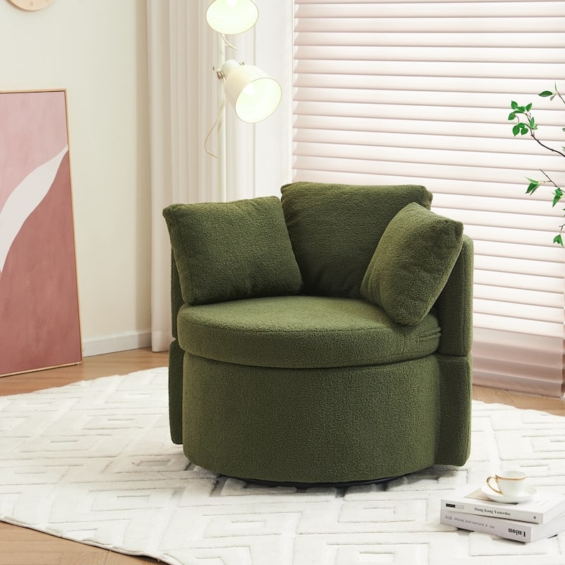 Swivel And Storage Chair With Back Cushion For Living Room