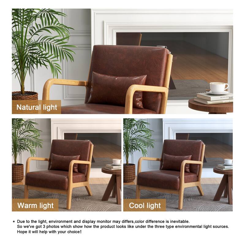 Mid-Century Modern Upholstered Accent Chair with Wood Frame