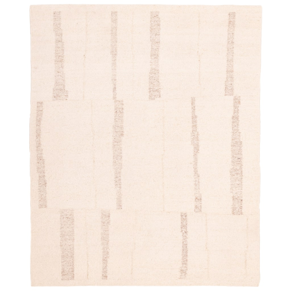 ECARPETGALLERY Hand Woven Looma Cream Wool Rug - 7'8 x 9'8
