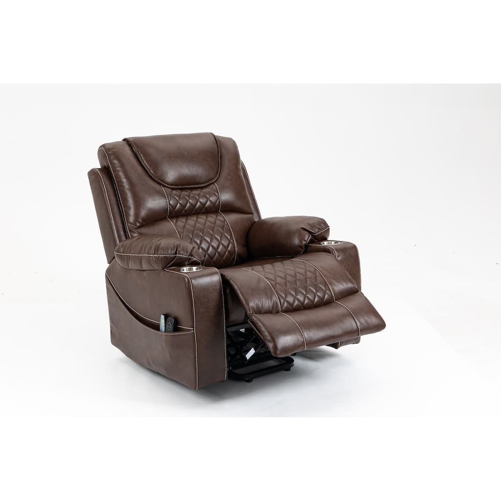 Dual OKIN Motor Lift Recliner Chair with Heat & Massage, Electric Recliner Chair with Cup Holders & Side Pocket