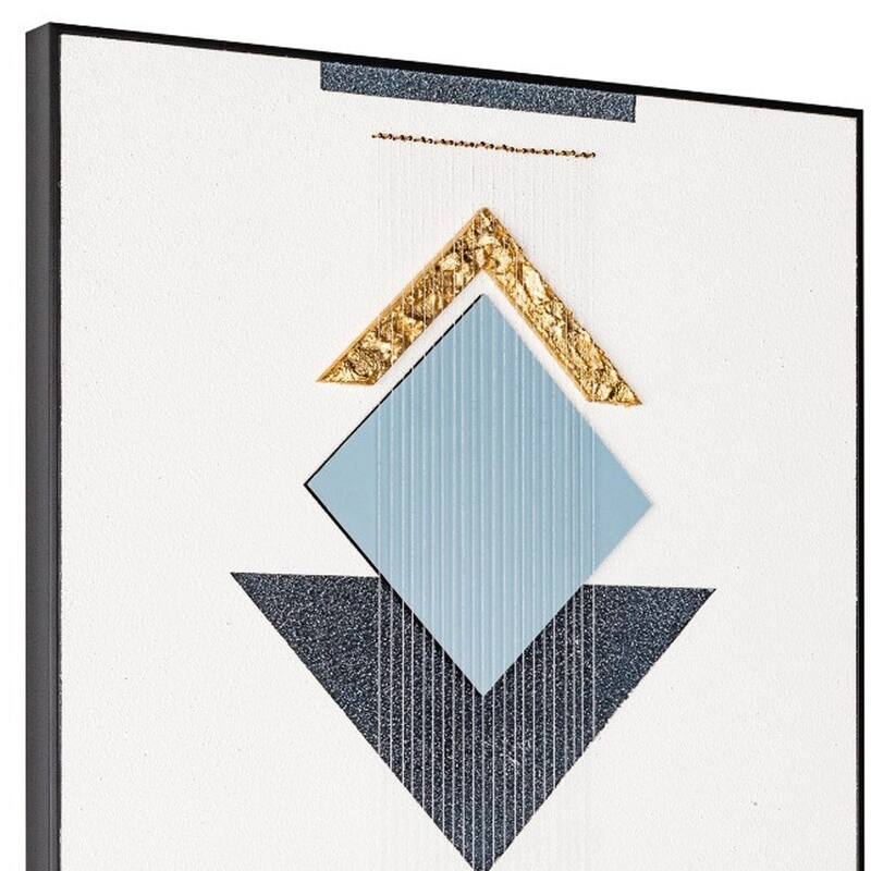 HomeRoots Mod Geo Black Shadowbox Frame Textual Art Wall Art