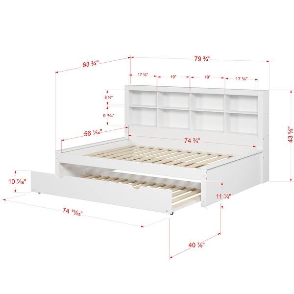 dimension image slide 0 of 3, Full Bookcase Daybed in White