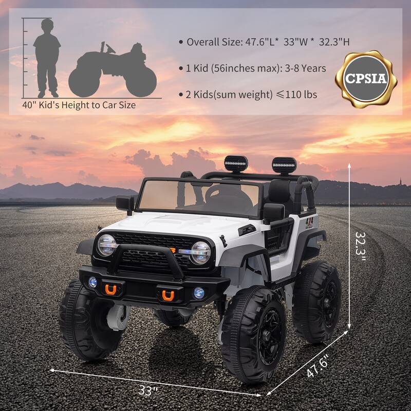 24V Kids Ride on Truck with Remote Control, 4 Motors, 7Ah Battery, Seat Width 2 Seater Electric Ride Toy
