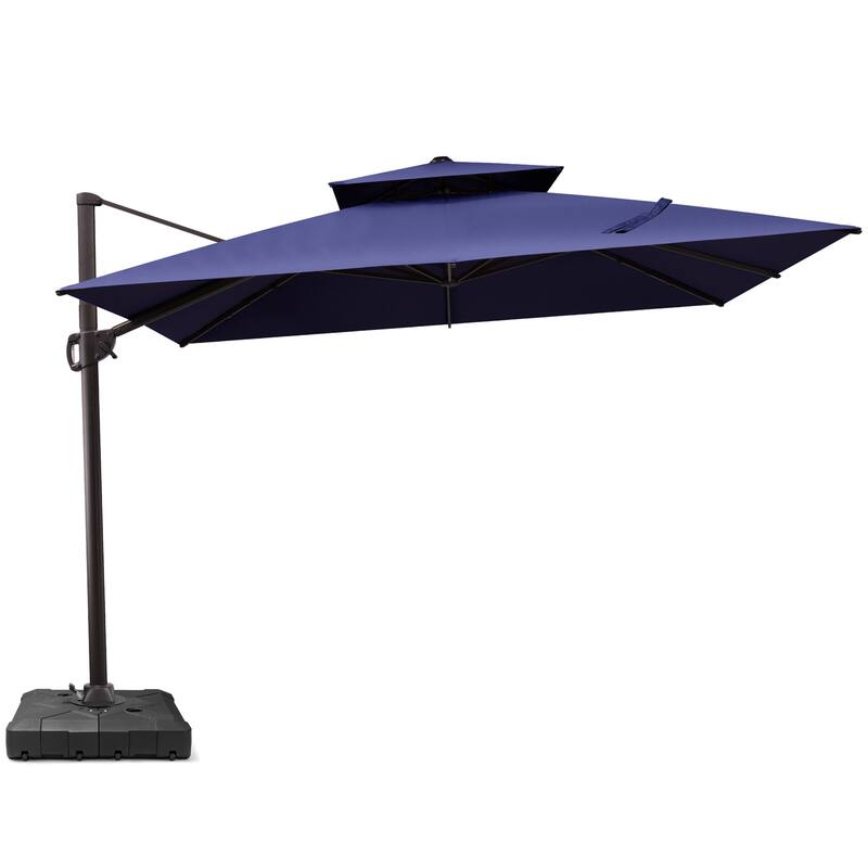 Outdoor Square 360 Degree Rotation Patio Cantilever Offset Umbrella with Base