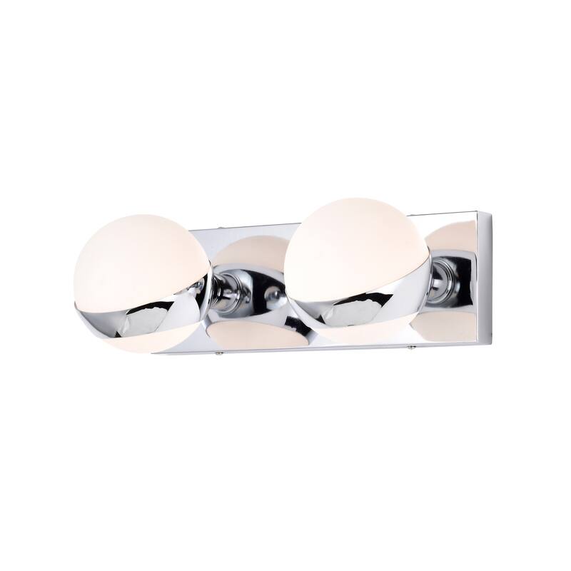 Duo 14 Inch Gold Finish Orb Opaque Glass Wall Sconces 2 Light - Chrome Polish
