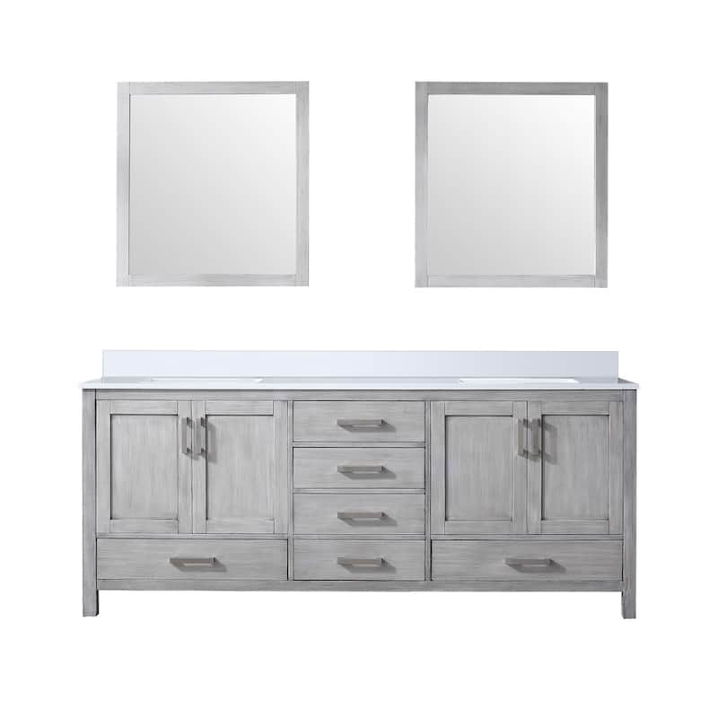Jacques 80 in. W x 22 in. D White Bath Vanity, Cultured Marble Top, and 30 in. Mirror