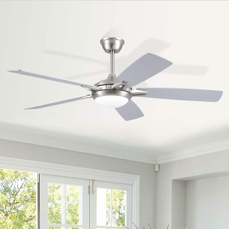 52" Modern Quiet Ceiling Fan with Light and Remote 6 Speed Airflow Bright Light for Bedroom Living Room Patio - 52 Inches - Nickle