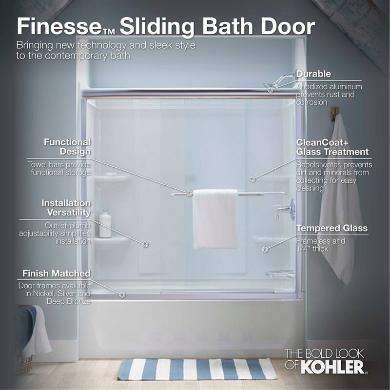 Sterling Finesse 55-1/2" High x 59-5/8" Wide Sliding Framed Tub Door