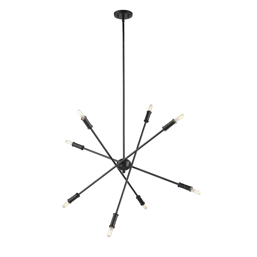 Mid-Century Modern Sputnik Matte Black Chandelier