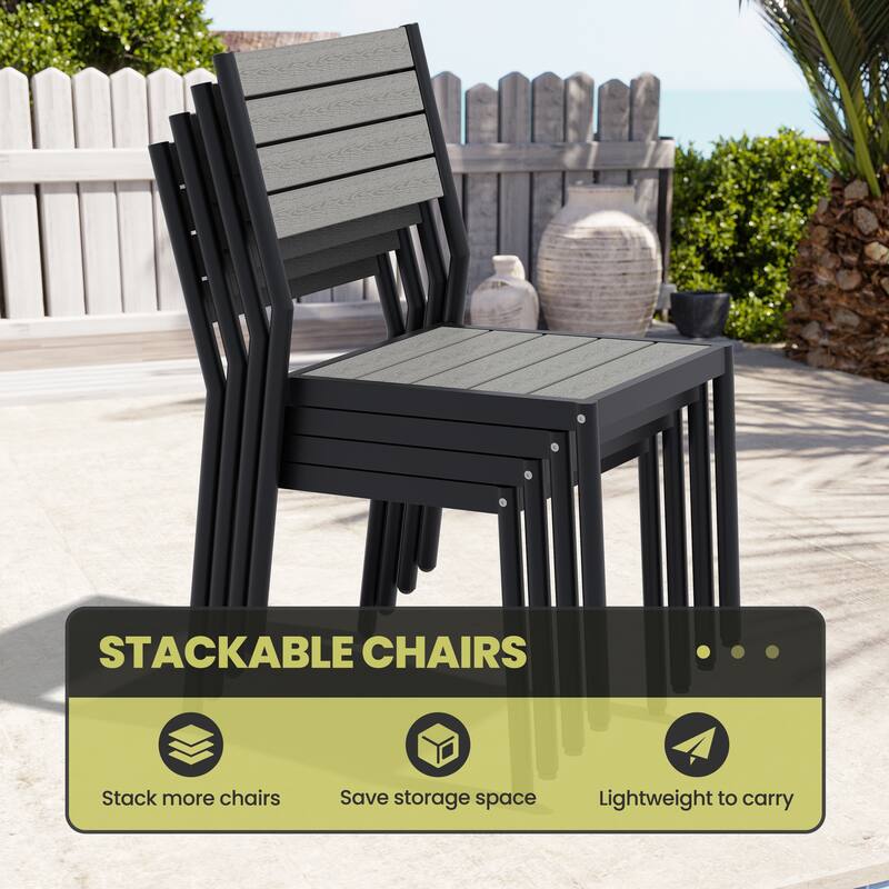 7/9/11-Piece Outdoor Dining Set Aluminum Dining table with Stackable Chairs