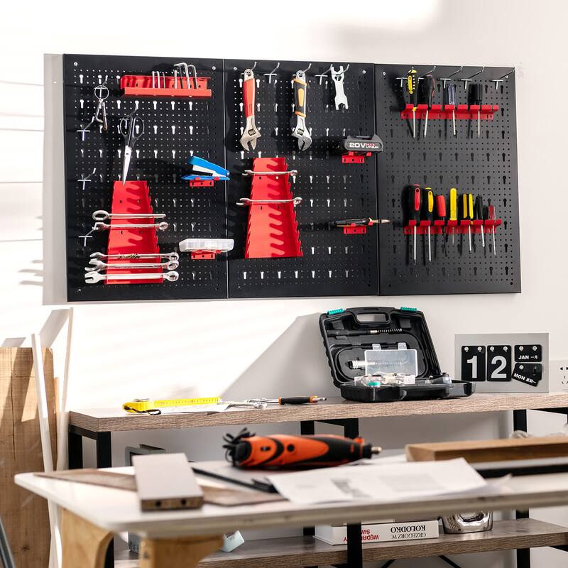 Costway Pegboard Wall Organizer Kit 4 ft.Metal Toolboard W/ 3 - See Details