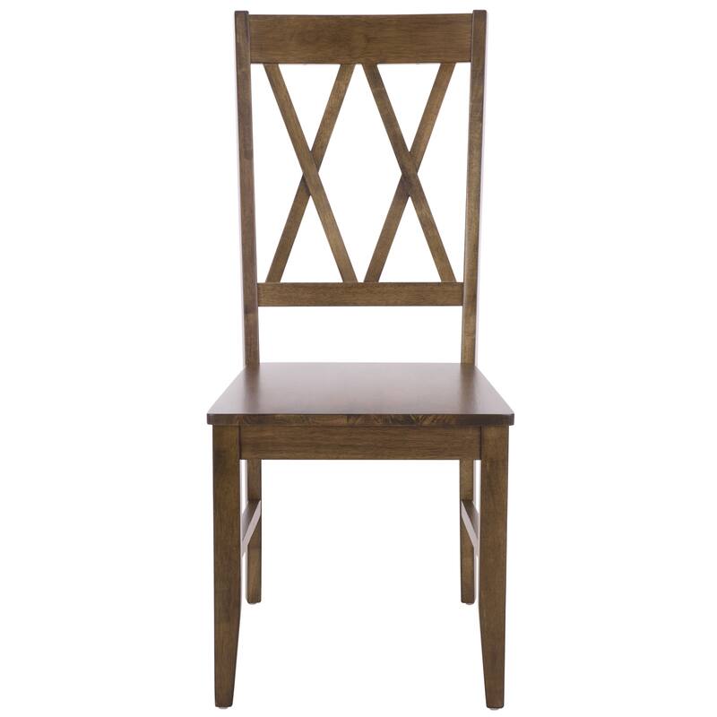 SAFAVIEH HOME Yana Double X-Back Side Chair - 18"W x 22"D x 39"H - Dark Oak