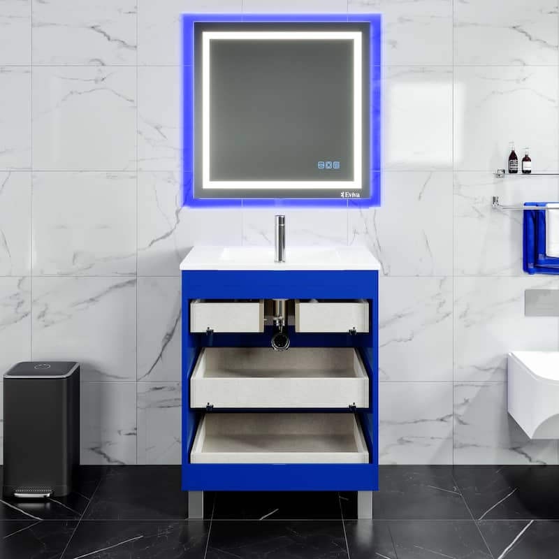 Eviva Deluxe 32"W Bath Vanity with WH Porcelain Integrated Sink