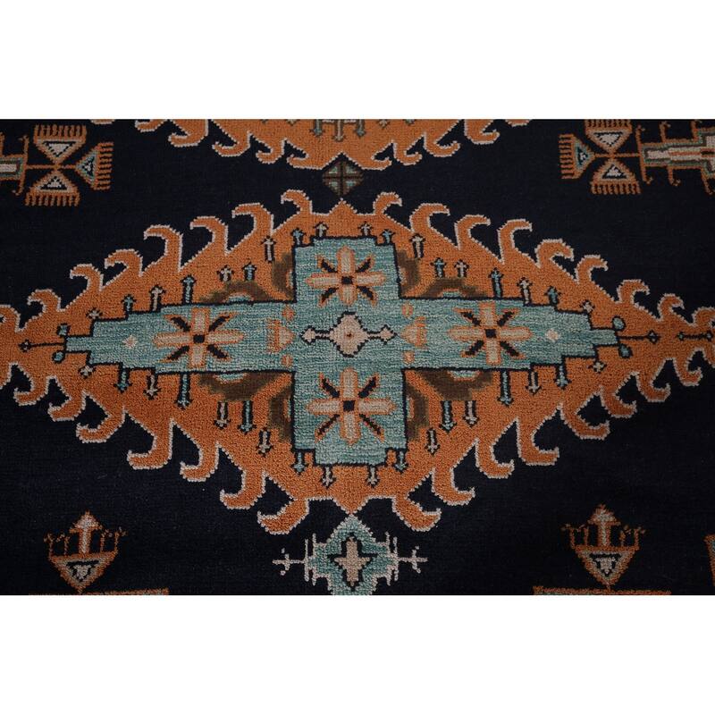 Palace Size Geometric Viss Indian Large Area Rug Handmade Wool Carpet - 11'11"x 17'8"