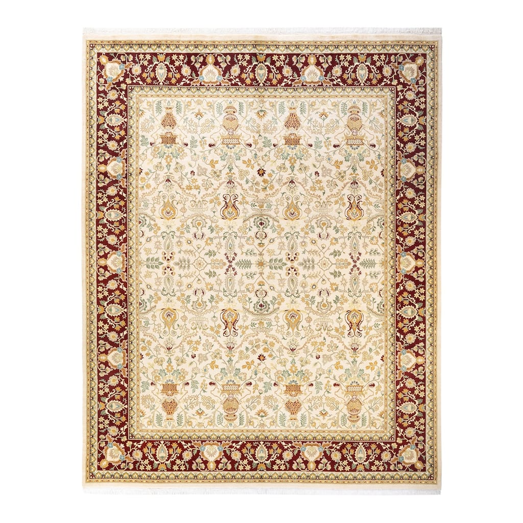 Overton Hand Knotted Wool Vintage Inspired Traditional Mogul Ivory Area Rug - 8 X 10