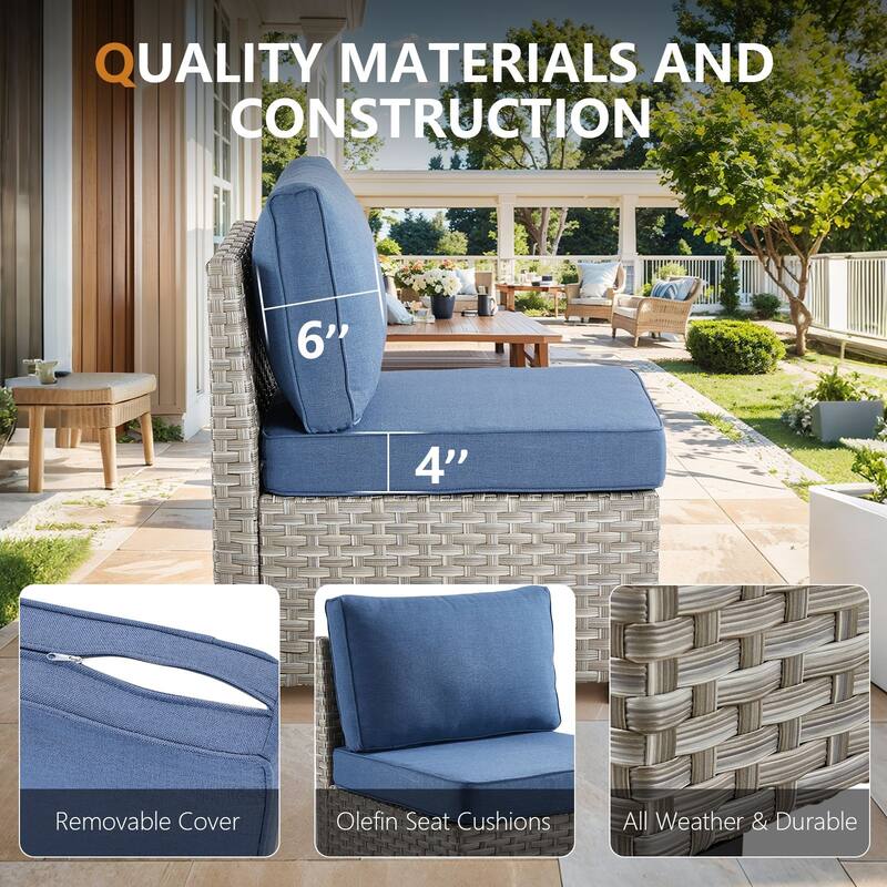 Pocassy Outdoor Sectional Sofa Patio Furniture Sets with Thickened Cushions