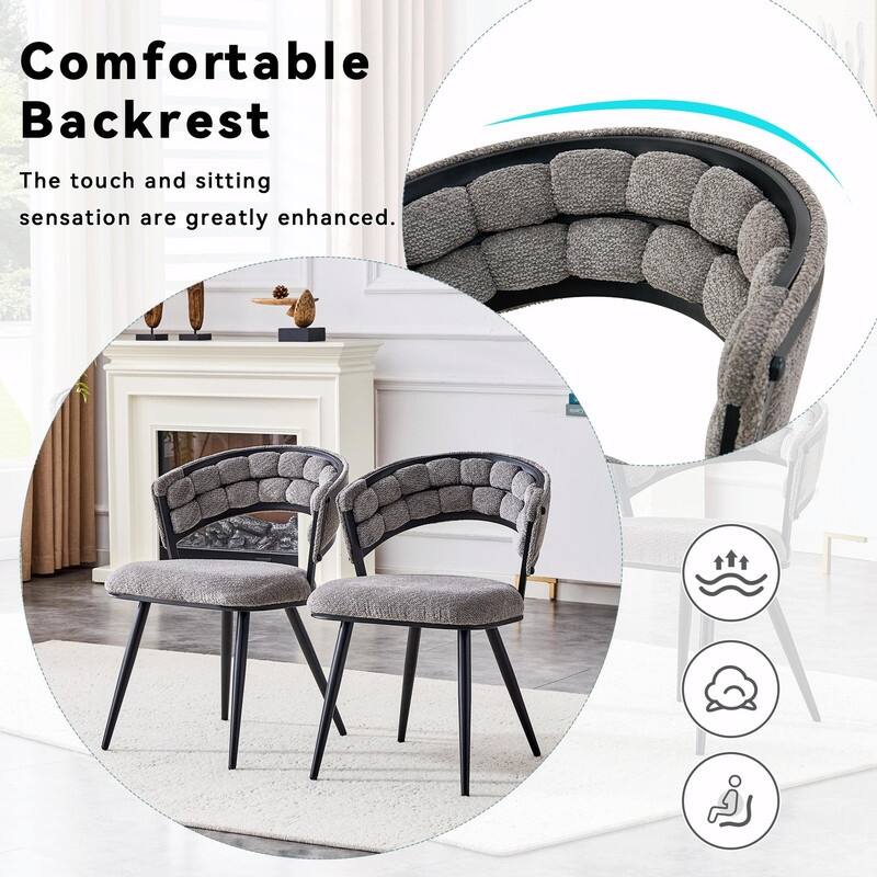 Set of 2 Velvet Dining Chairs with Black Legs, Modern Upholstered Accent Chairs