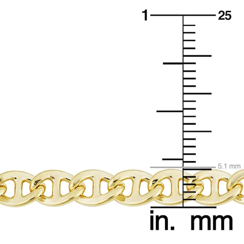 14k Yellow Gold Filled 5.1 mm Mariner Link Chain Necklace For Men and Women