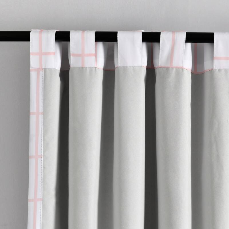 Lush Decor Urban Square Grid 100 Percent Lined Back Tab/Rod Pocket Blackout Window Curtain Panels Set